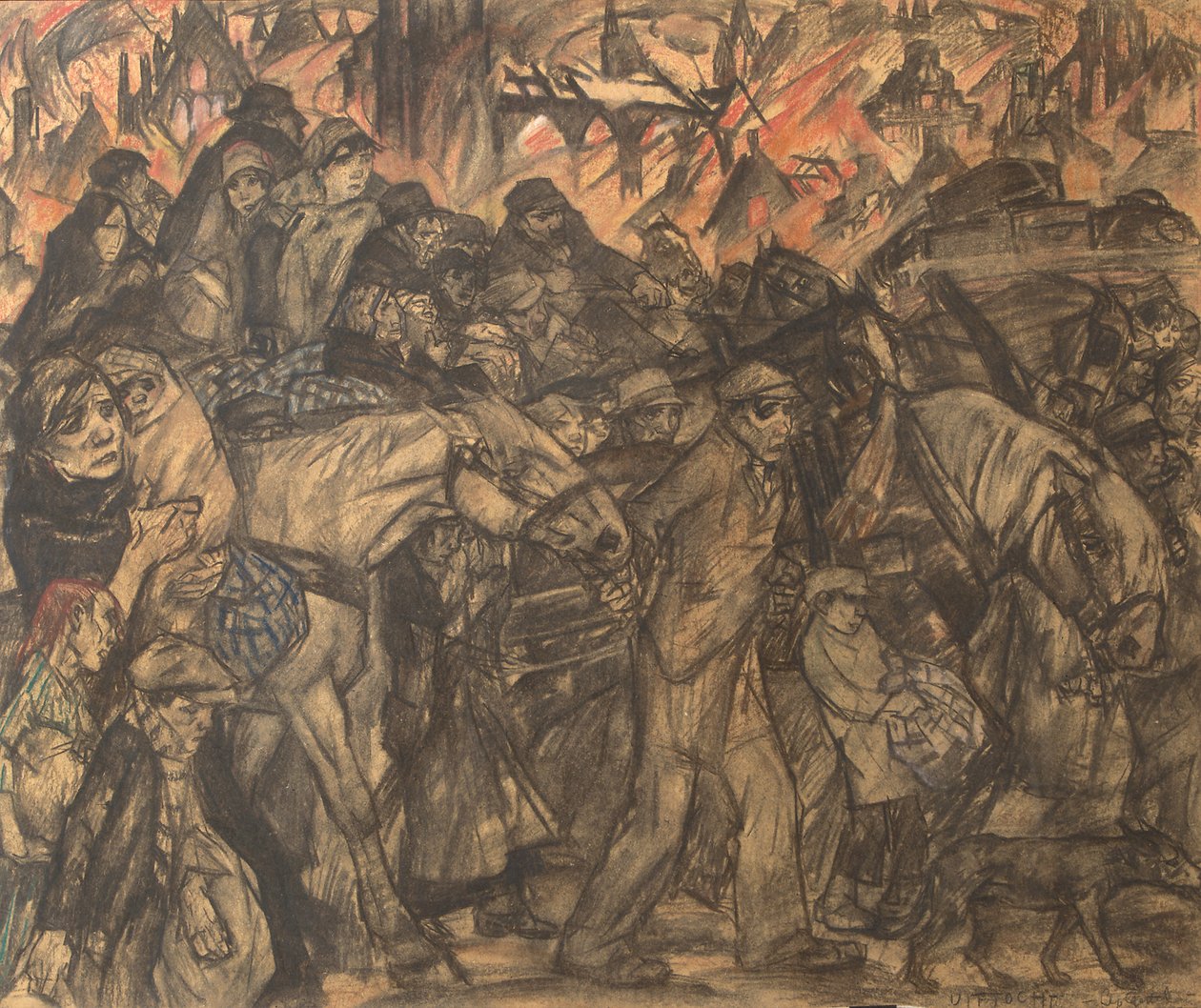 Êxodo (giz e pastel no papel) de Leo Gestel
