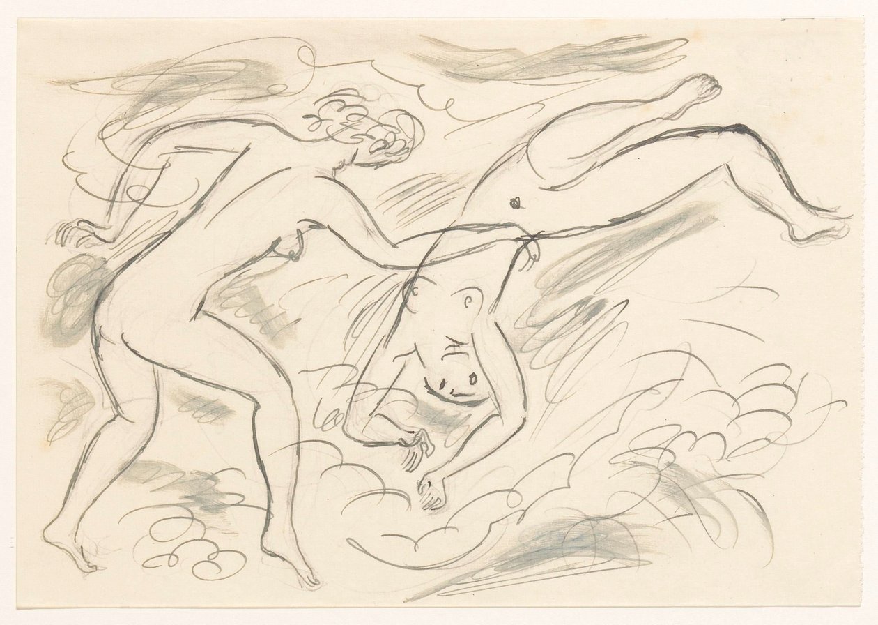 Duas mulheres nuas nadando de Leo Gestel