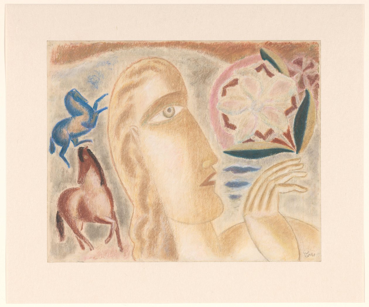 Cabeça da fêmea e dois cavalos de Leo Gestel