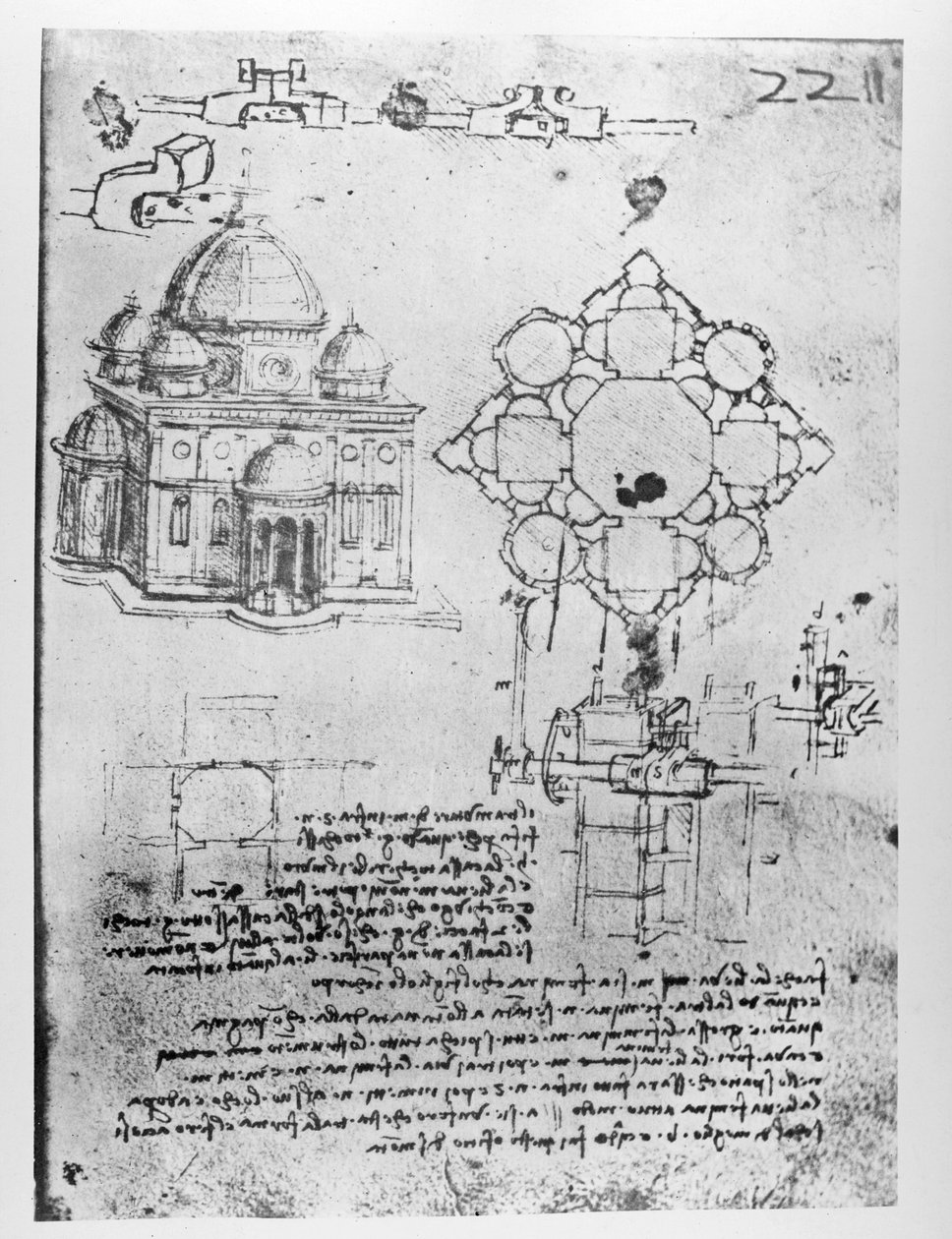 Design para uma igreja, fol. 4r de Leonardo da Vinci