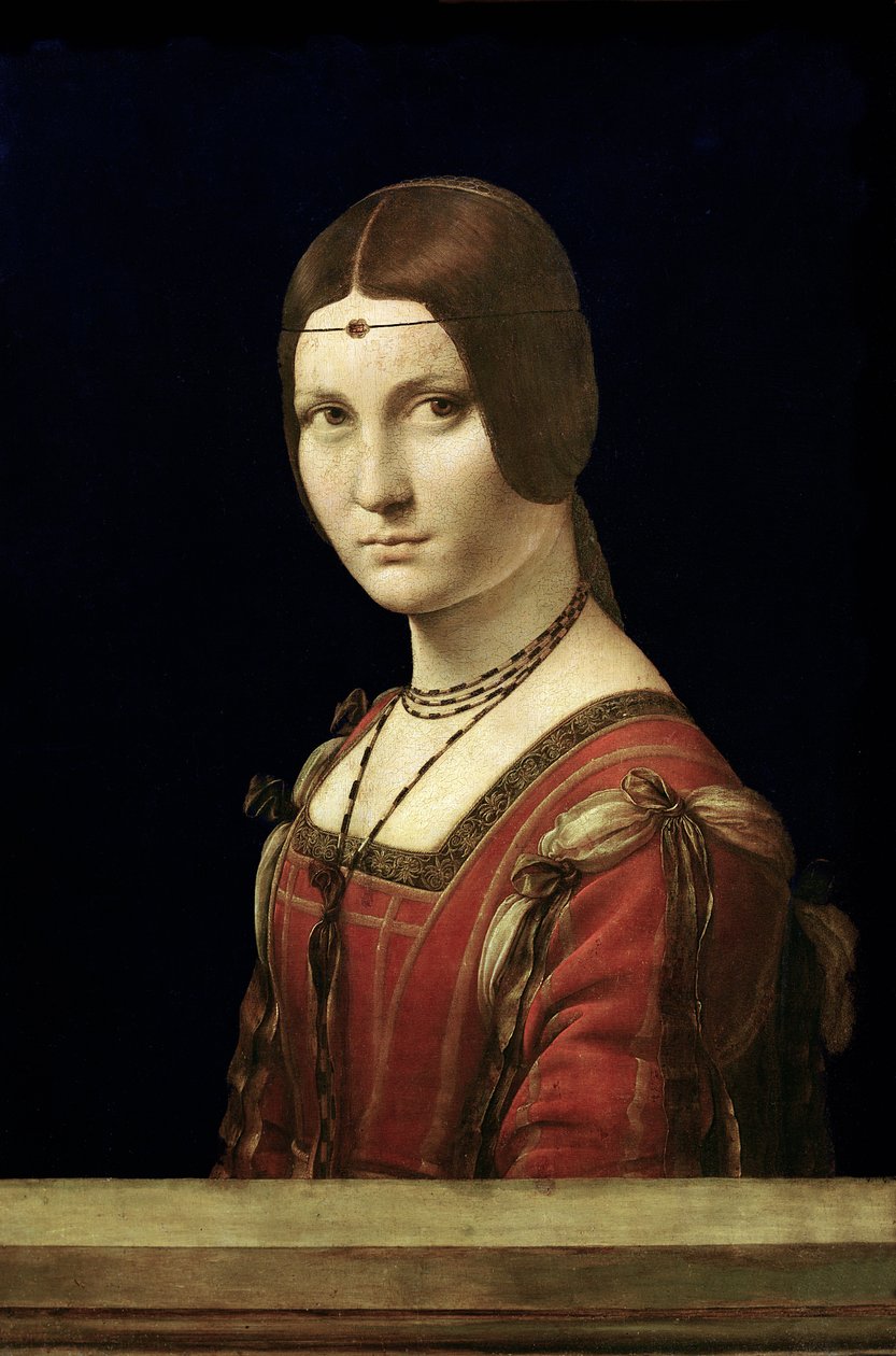 Retrato de uma senhora da corte de Milão, c.1490-95 de Leonardo da Vinci