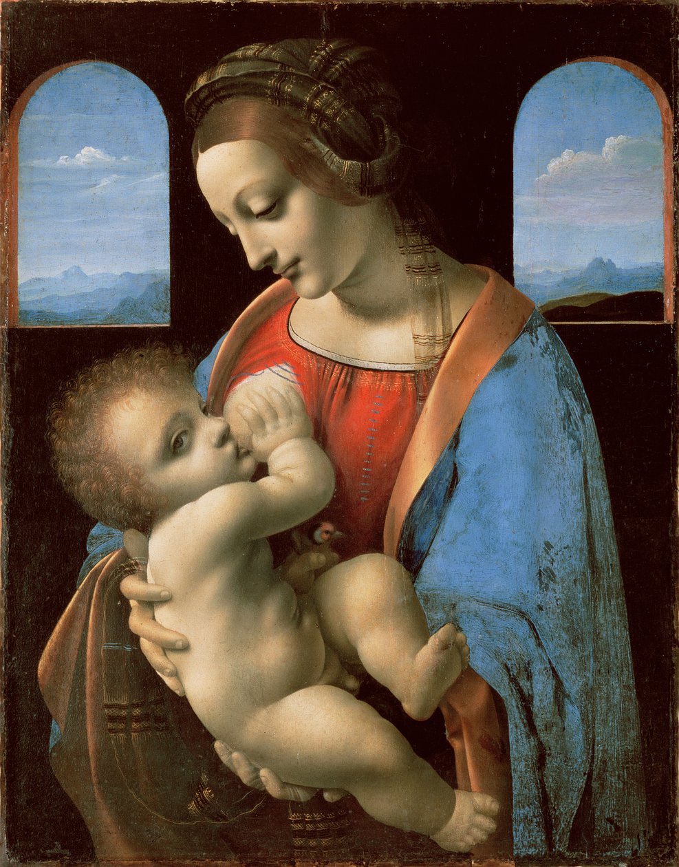 A Madona Litta, c.1490 (têmpera sobre tela transferida do painel) de Leonardo da Vinci