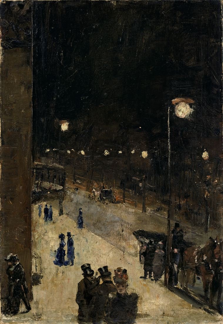 Rua de Berlim à noite de Lesser Ury