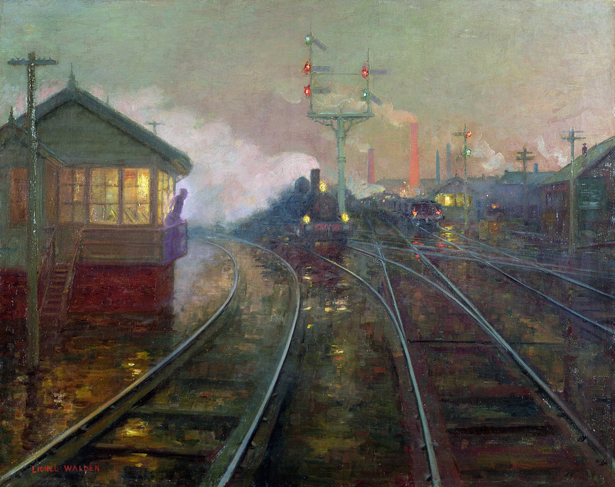 Treinar à noite c.1890 de Lionel Walden