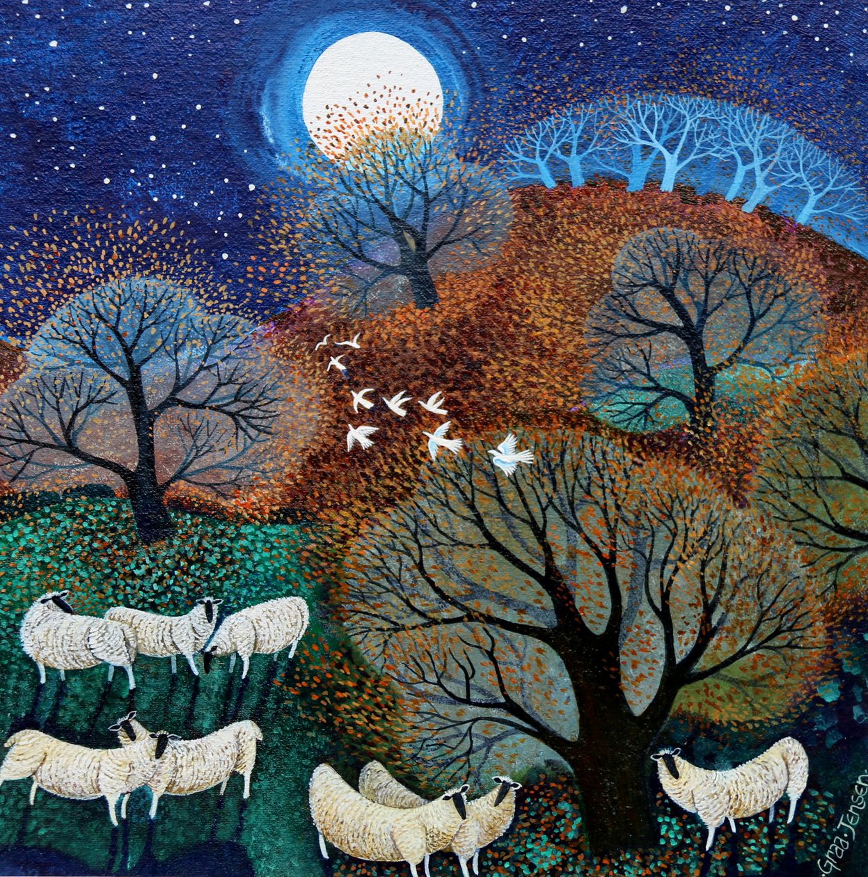 Windy Sheep, 2022 (acrílicos sobre linho) de Lisa Graa Jensen