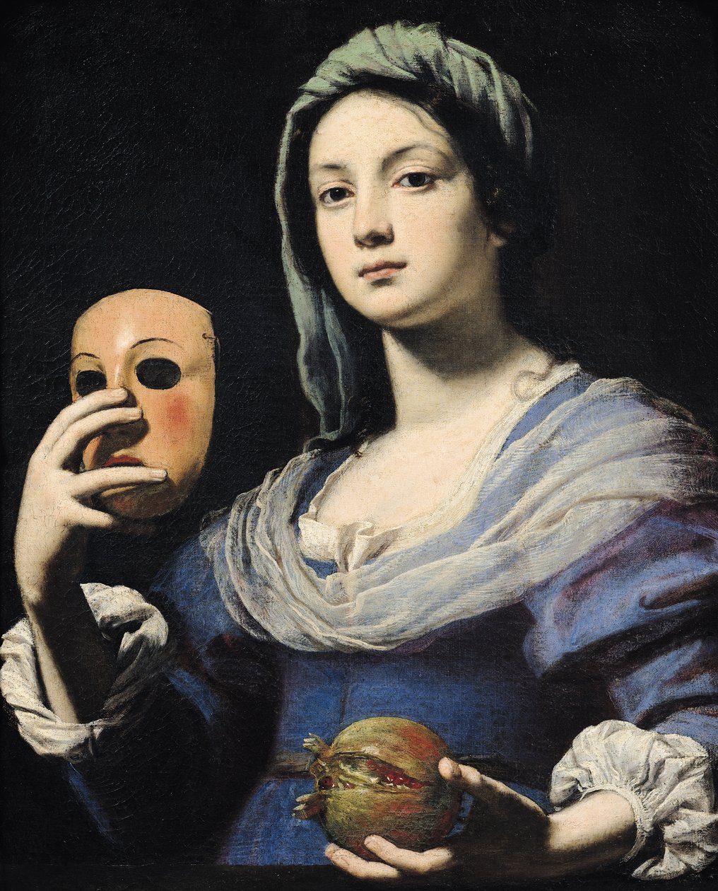 Mulher, com, um, máscara de Lorenzo Lippi