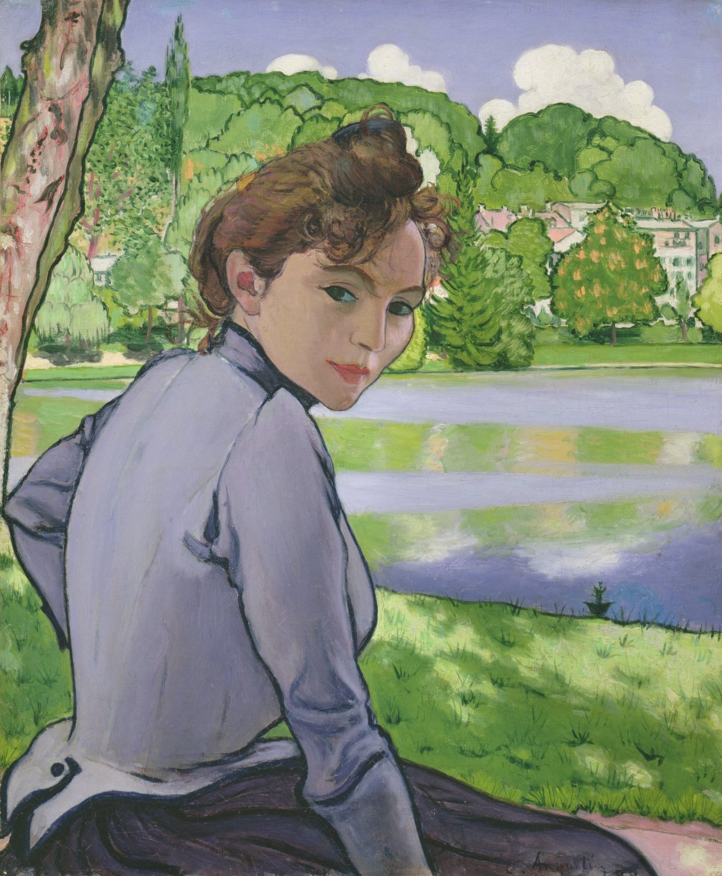 Mulher, ao lado, lago, 1889 de Louis Anquetin
