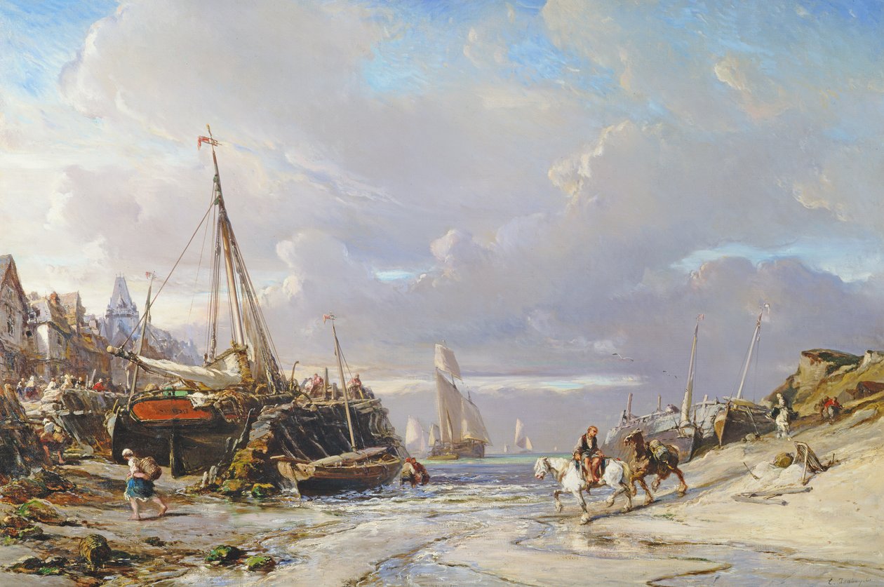 Porto na Bretanha, 1861 de Eugene Isabey