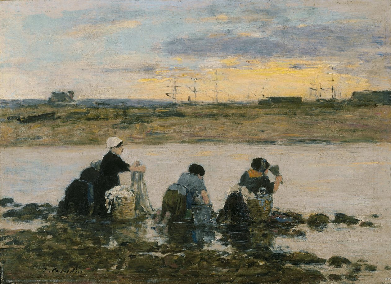 Lavadeiras pelo rio de Eugene Louis Boudin