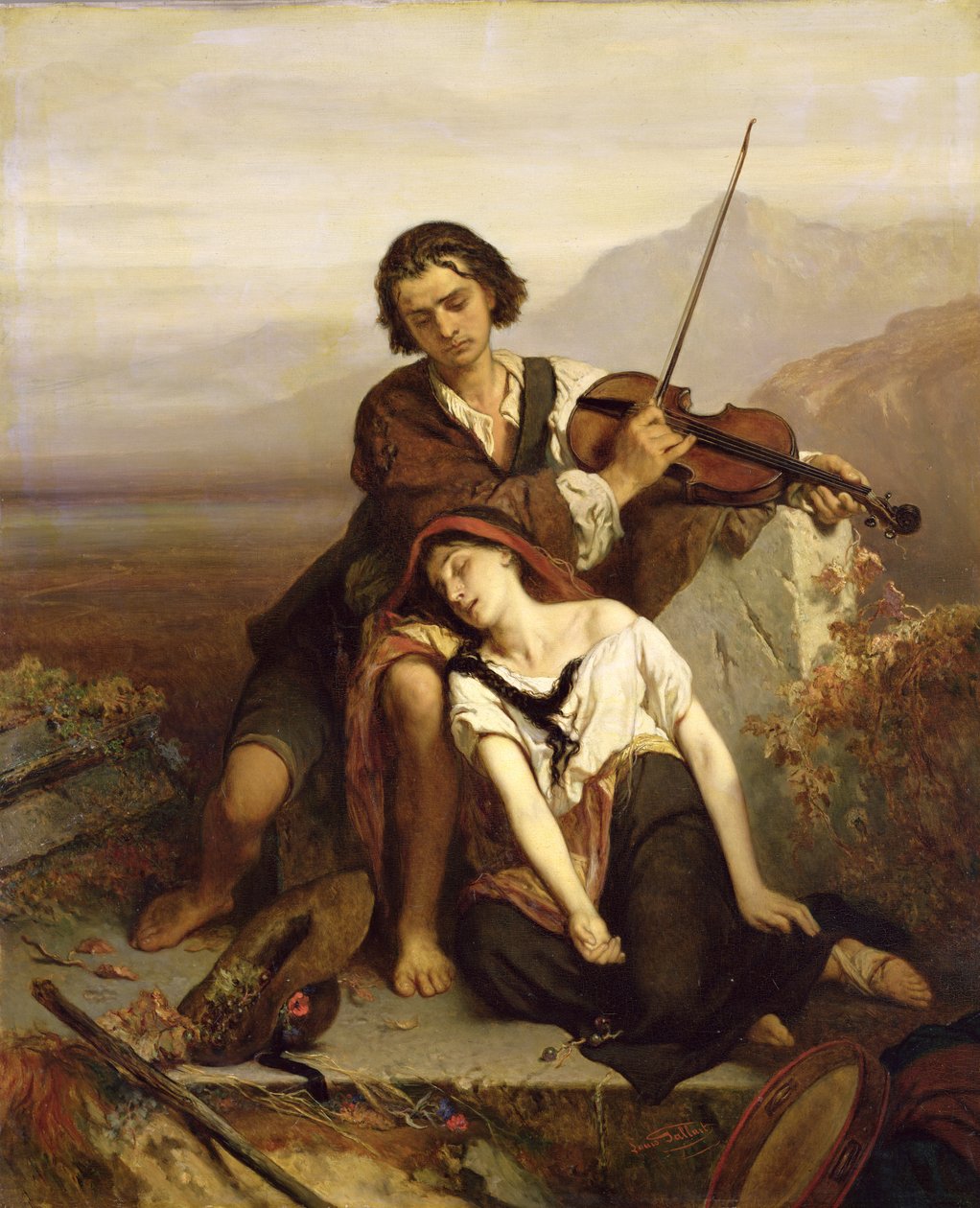 Conforto no sofrimento, c.1852 de Louis Gallait