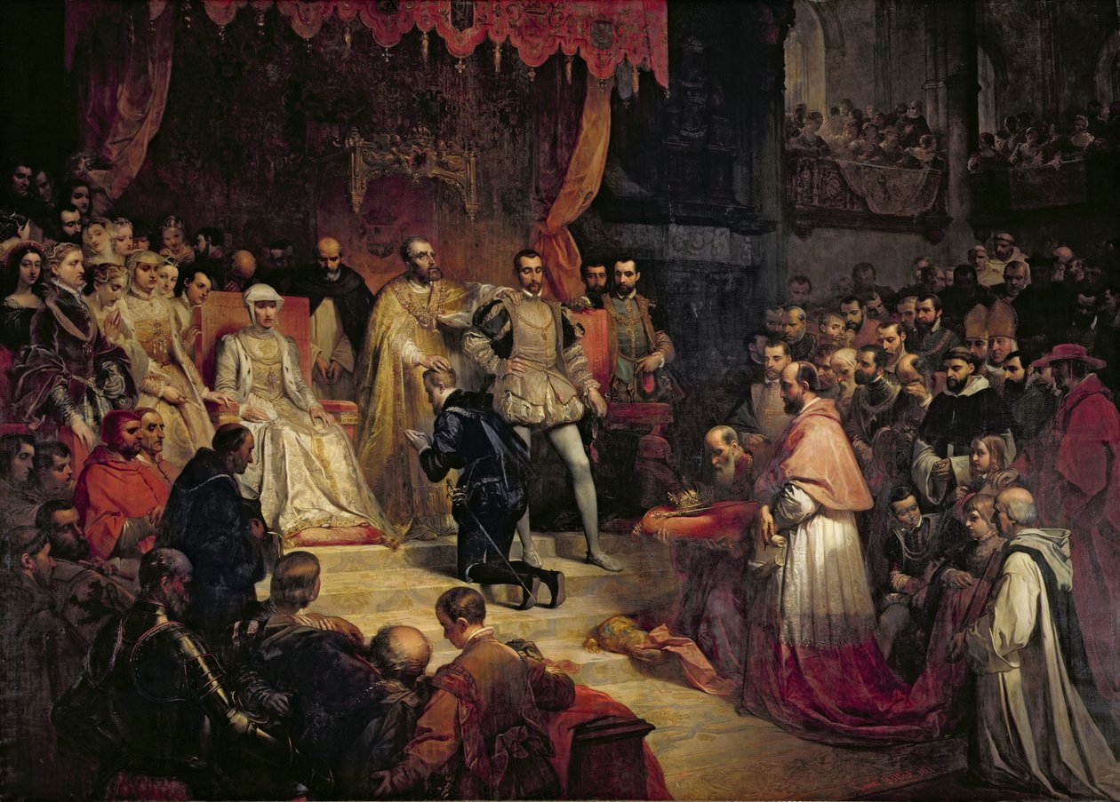 A abdicação de Carlos V (1500-58) 1841 de Louis Gallait