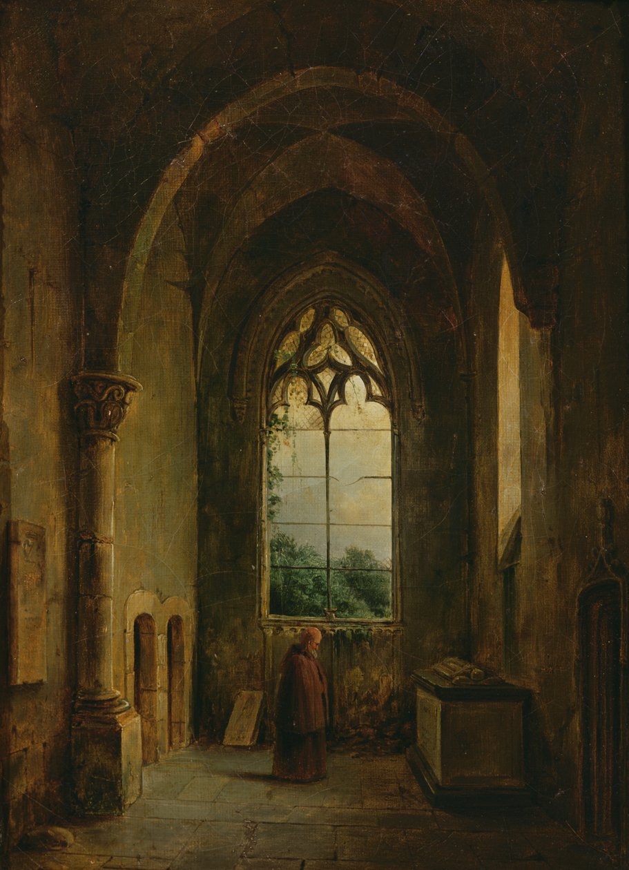 Interior de um claustro de Louis Jacques Mande Daguerre