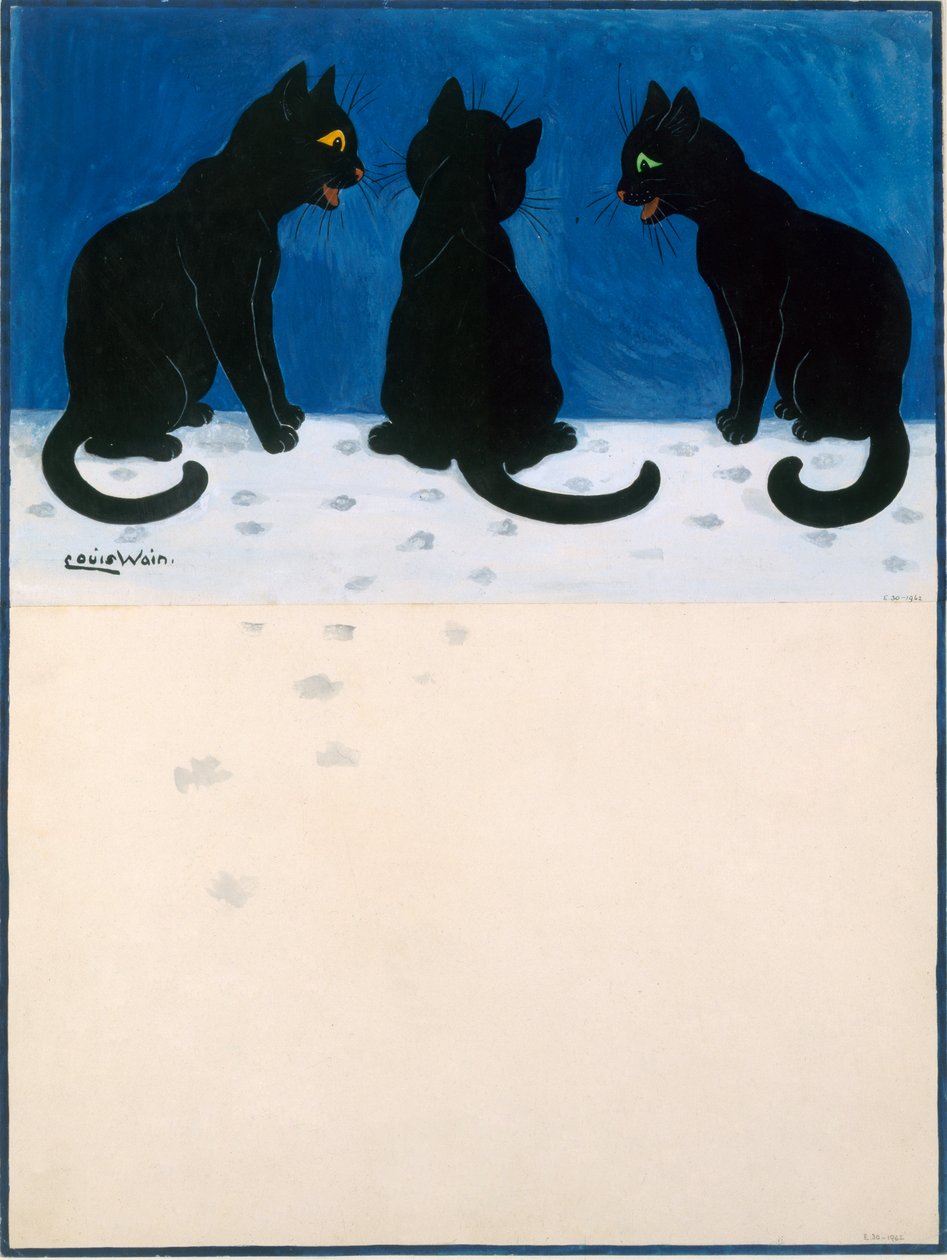 Gatos pretos na neve de Louis Wain
