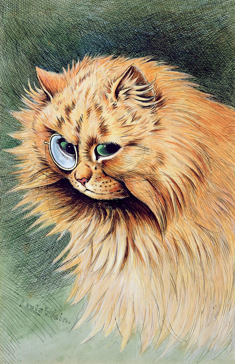 O Monocle (caneta e tinta no papel) de Louis Wain