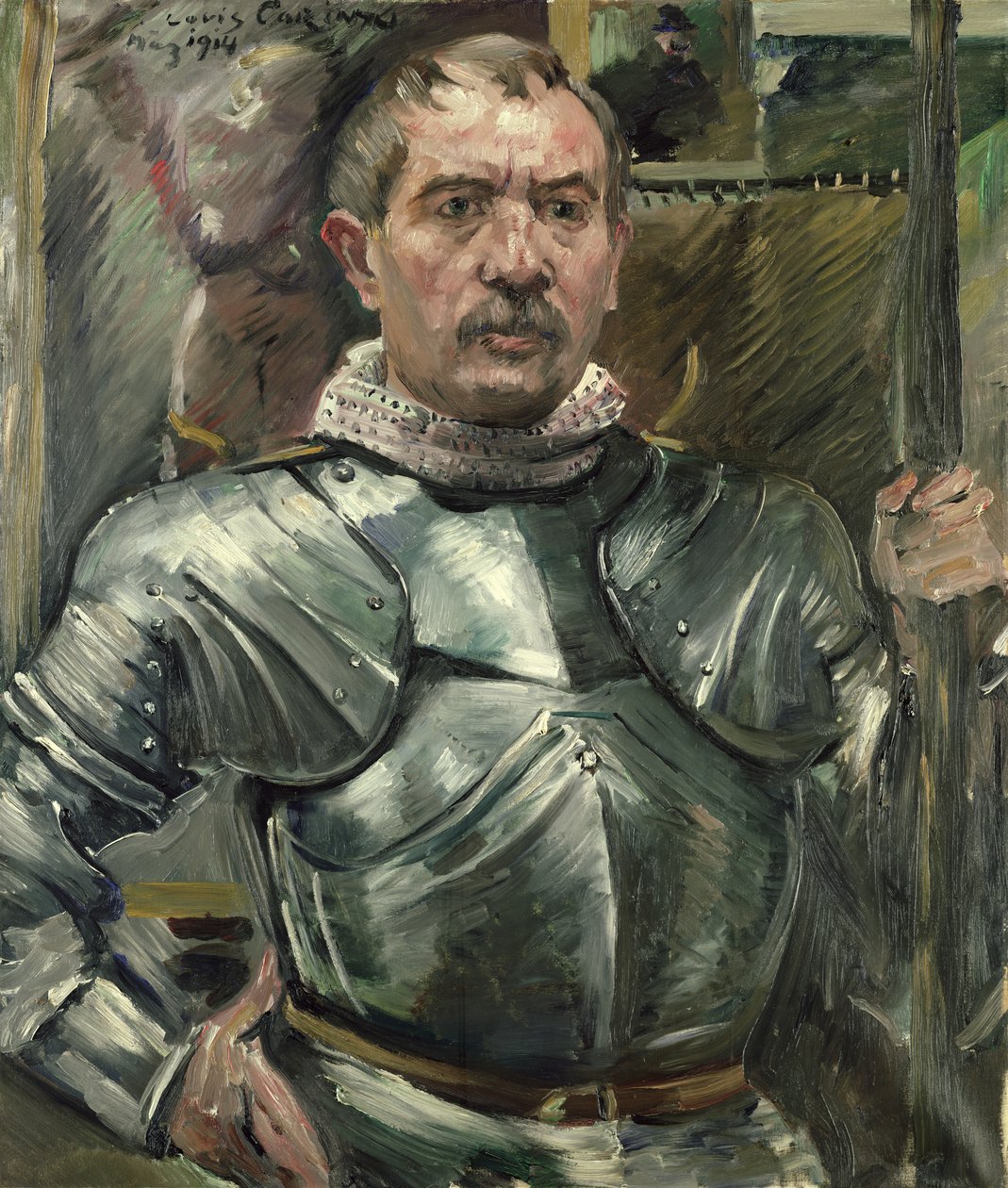 Auto-retrato na armadura, 1914 de Lovis Corinth