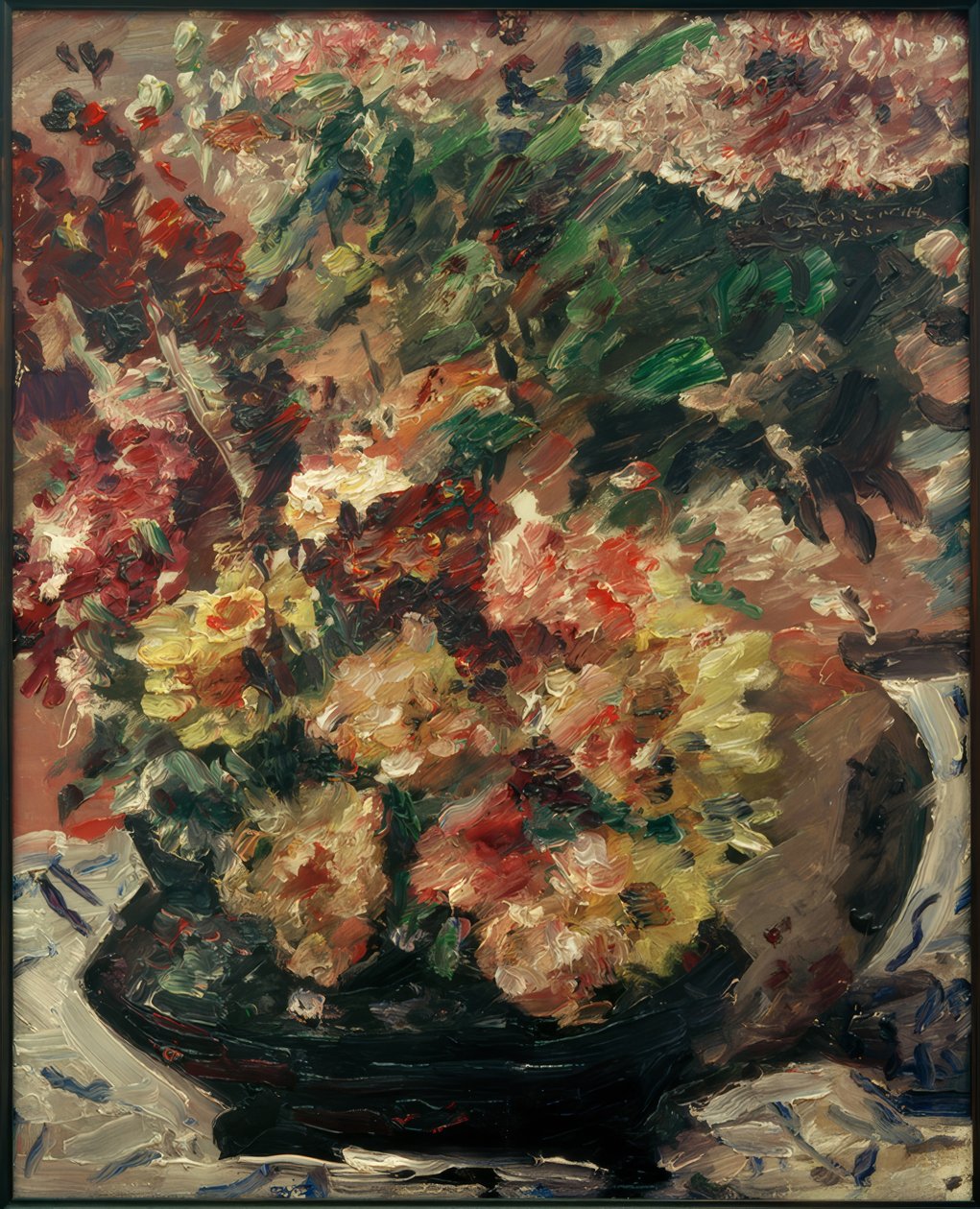 Flores no balde de bronze de Lovis Corinth