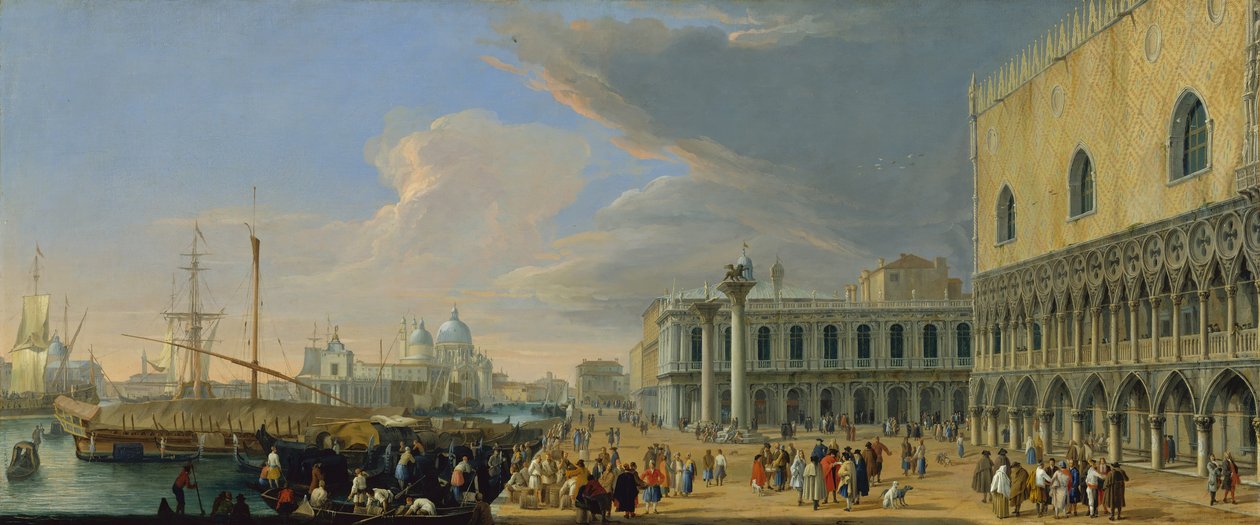 O Molo, Veneza, olhando para o oeste, ca. 1709 de Luca Carlevarijs