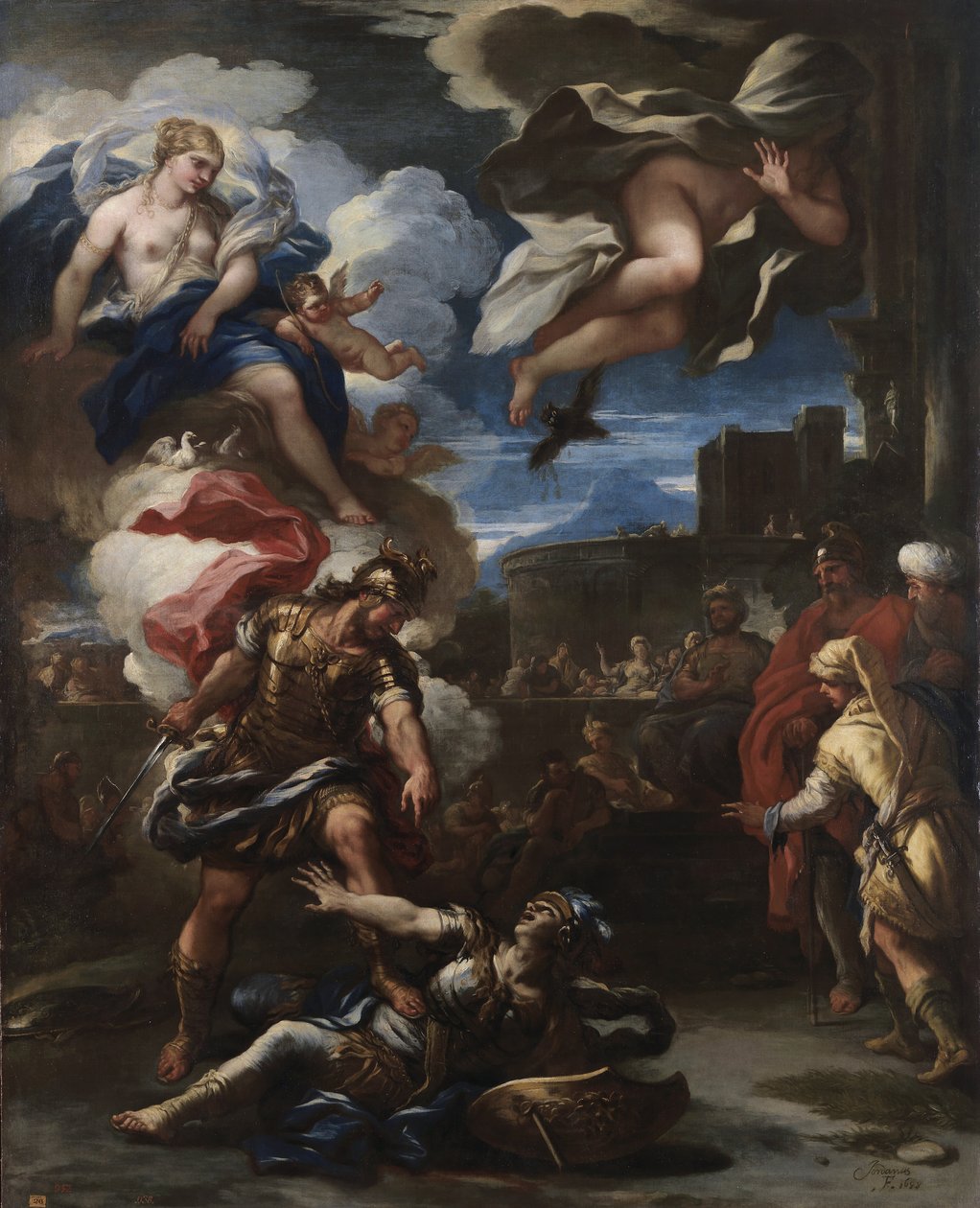 Enéias derrota Turnus, 1688 de Luca Giordano
