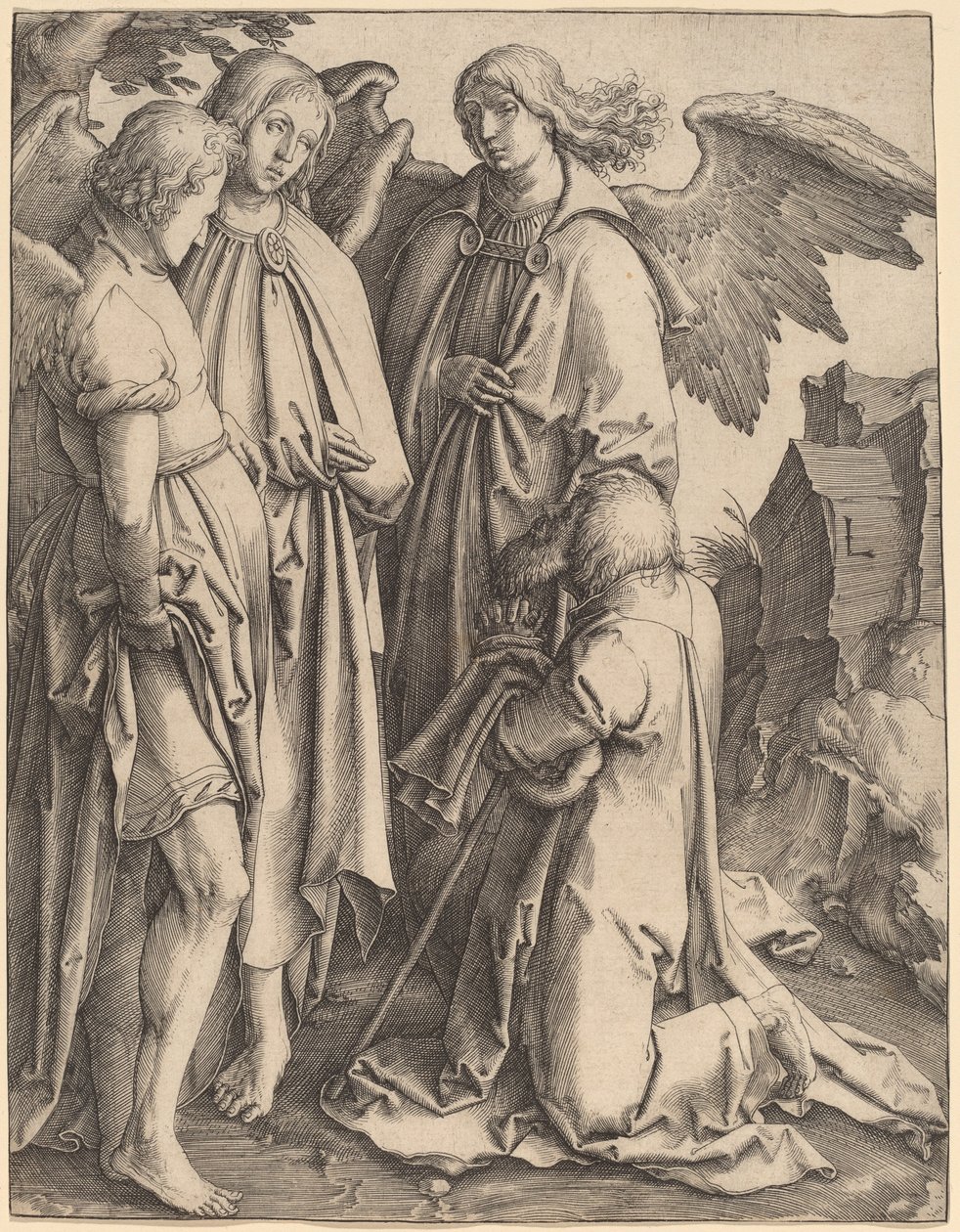 Abraão e os três anjos de Lucas van Leyden