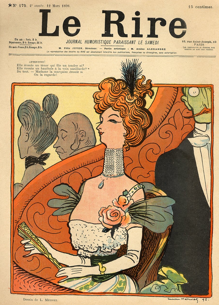 Caricatura de uma marquesa francesa, da capa de &39;Le Rire&39;, 12 de março de 1898 de Lucien Metivet