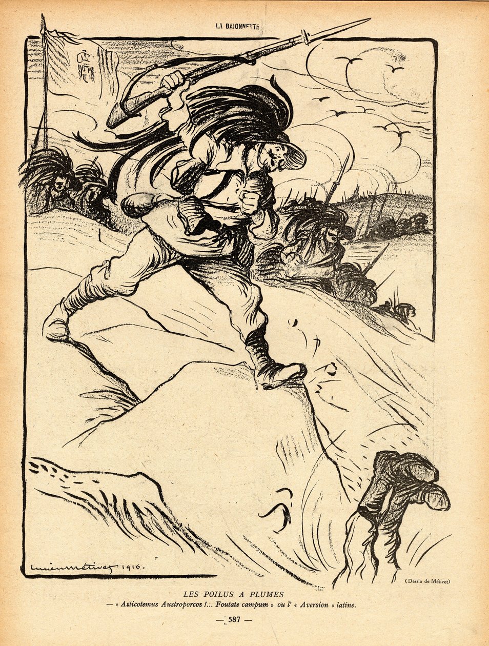 La Baionnette, Satirical B&W de Lucien Metivet