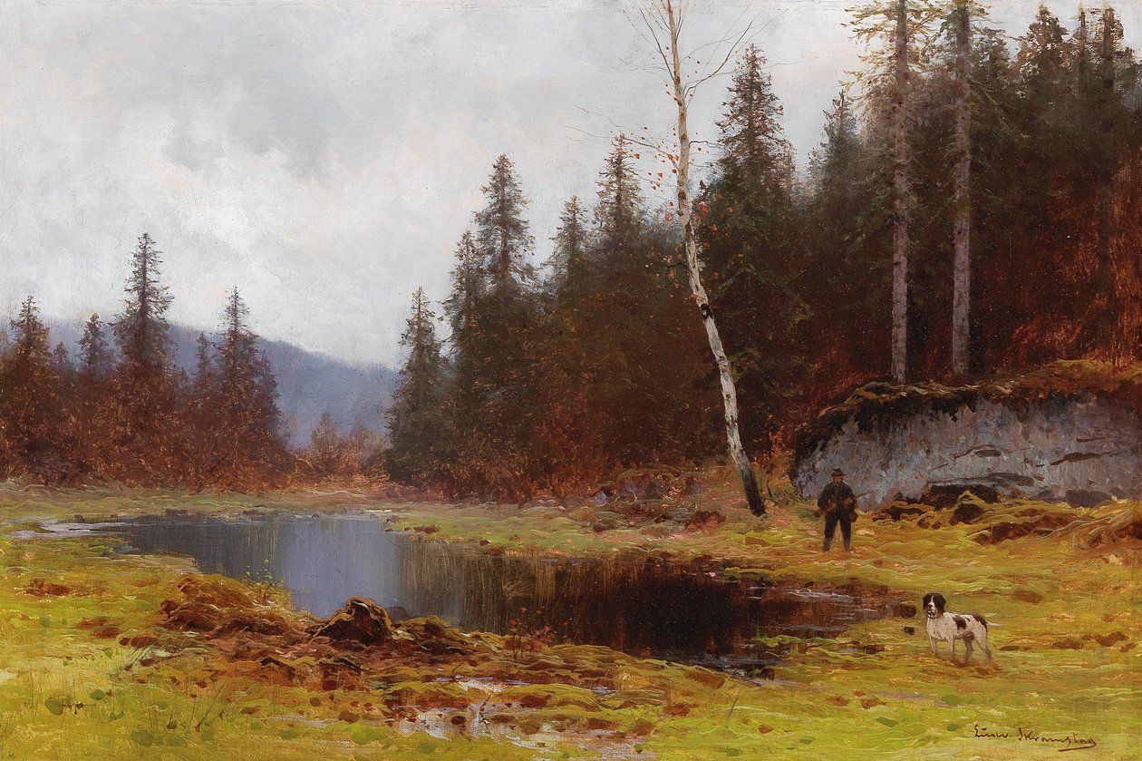 Caçador pela lagoa de Ludvig Skramstad