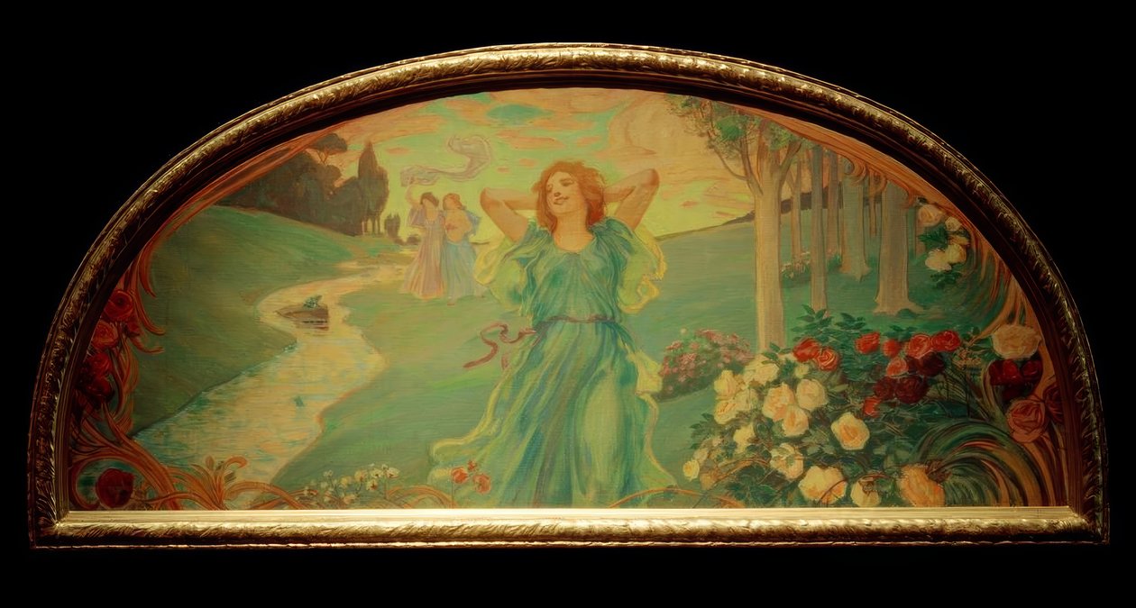 Três garotas no riacho de Ludwig von Hofmann