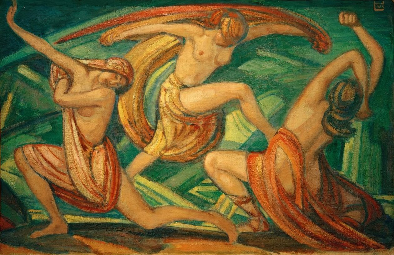 Três mulheres dançando de Ludwig von Hofmann