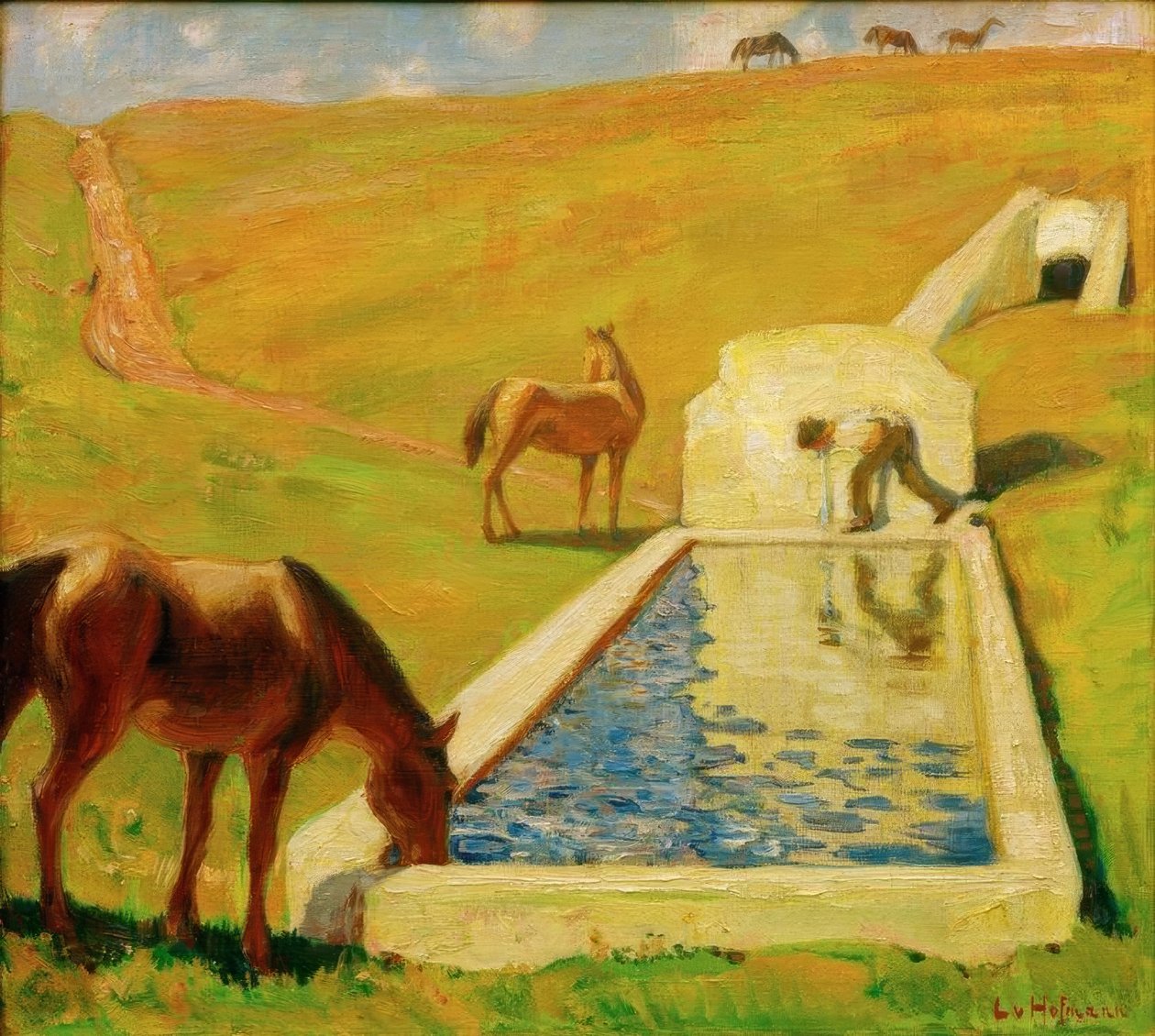 Poções no Campagna romano de Ludwig von Hofmann