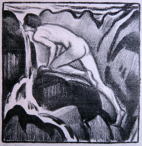 Bebida de Poço (litho) de Ludwig von Hofmann