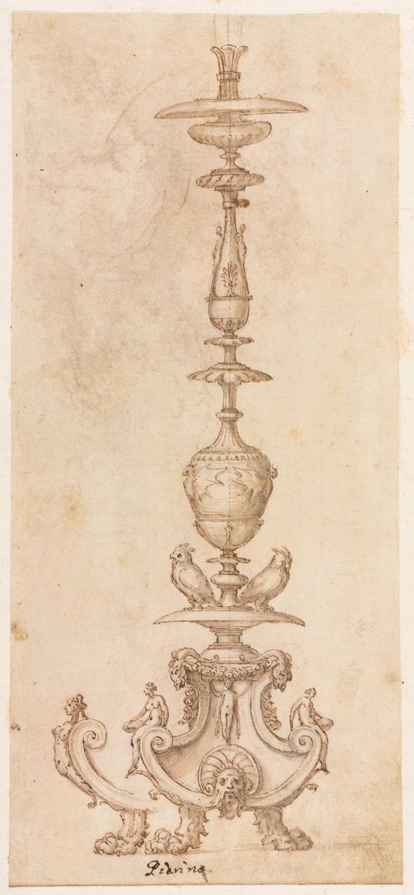 Desenho de um castiçal de Luzio Romano