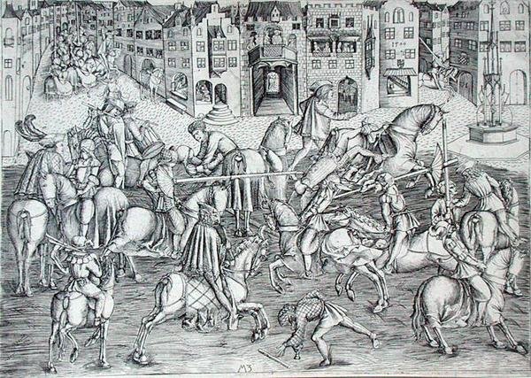 O Torneio, c.1500 (gravura) de MZ Master