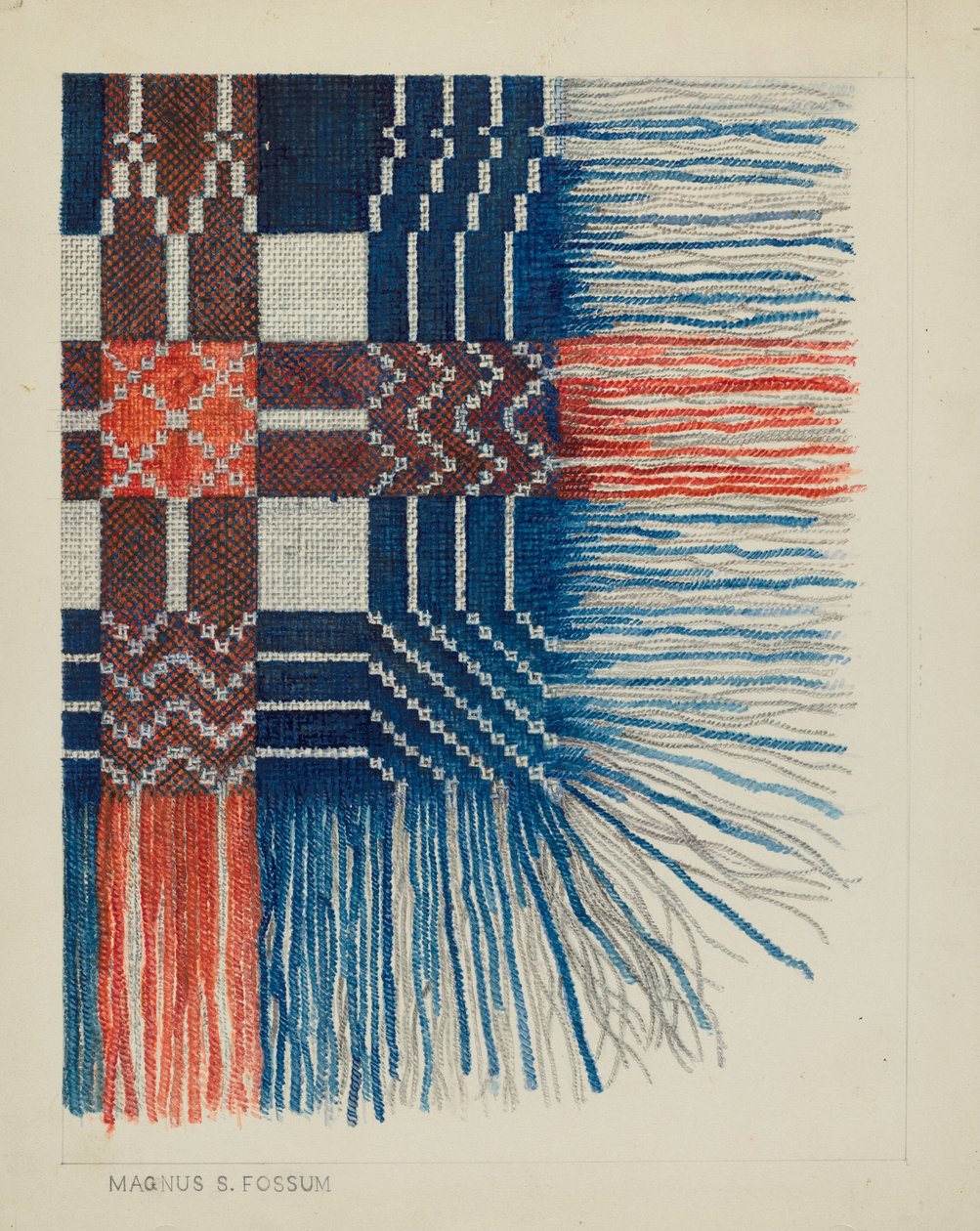 Pormenor do tecido Coverlet, c. 1937. de Magnus S. Fossum