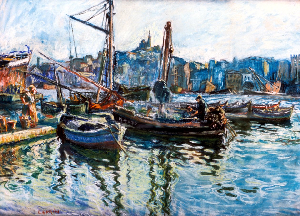 O porto de Marselha, c1920 de Marcel Leprin