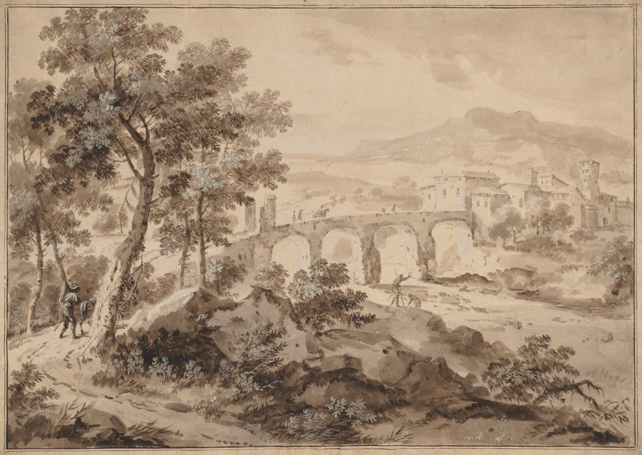 Paisagem com ponte, 1700-1729. de Marco Ricci
