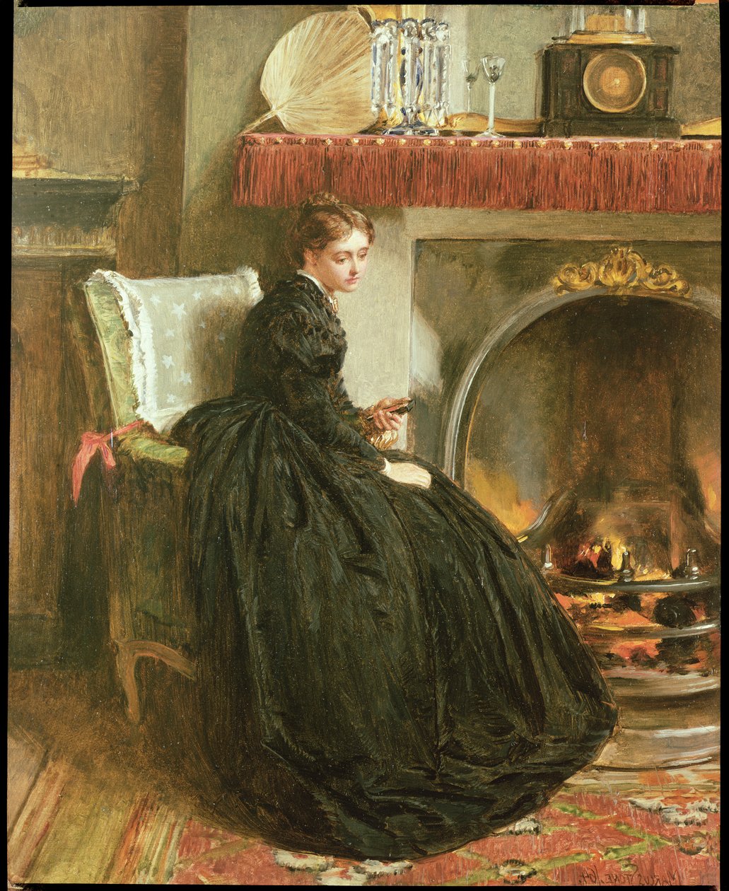 Perdido em Pensamento, 1864 (óleo em tela) de Marcus Stone