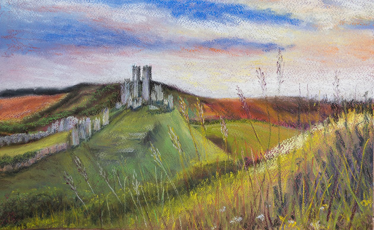 Castelo Corfe, 2020 (pastel) de Margo Starkey