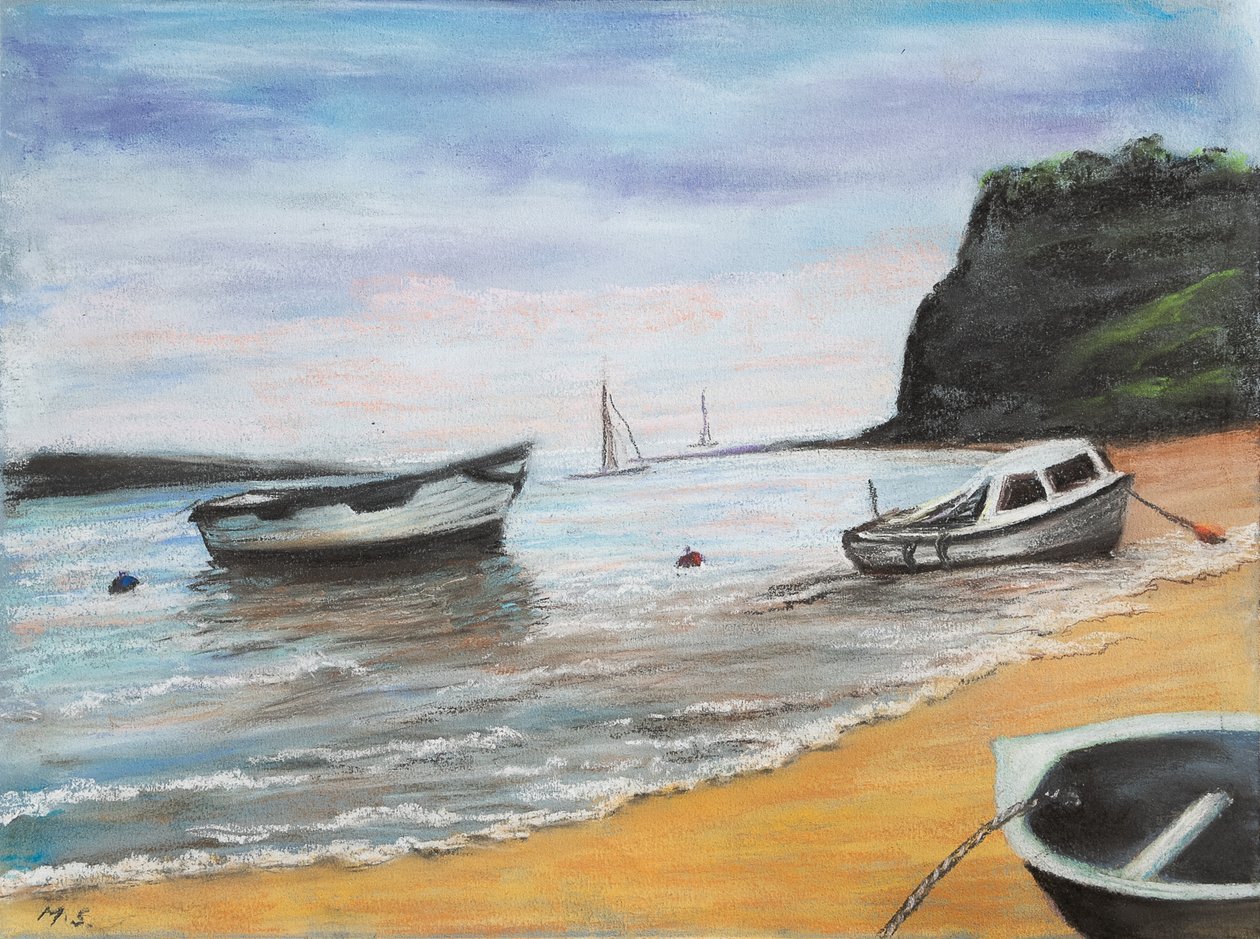 Shaldon Beach South Devon, 2022 (pastel) de Margo Starkey