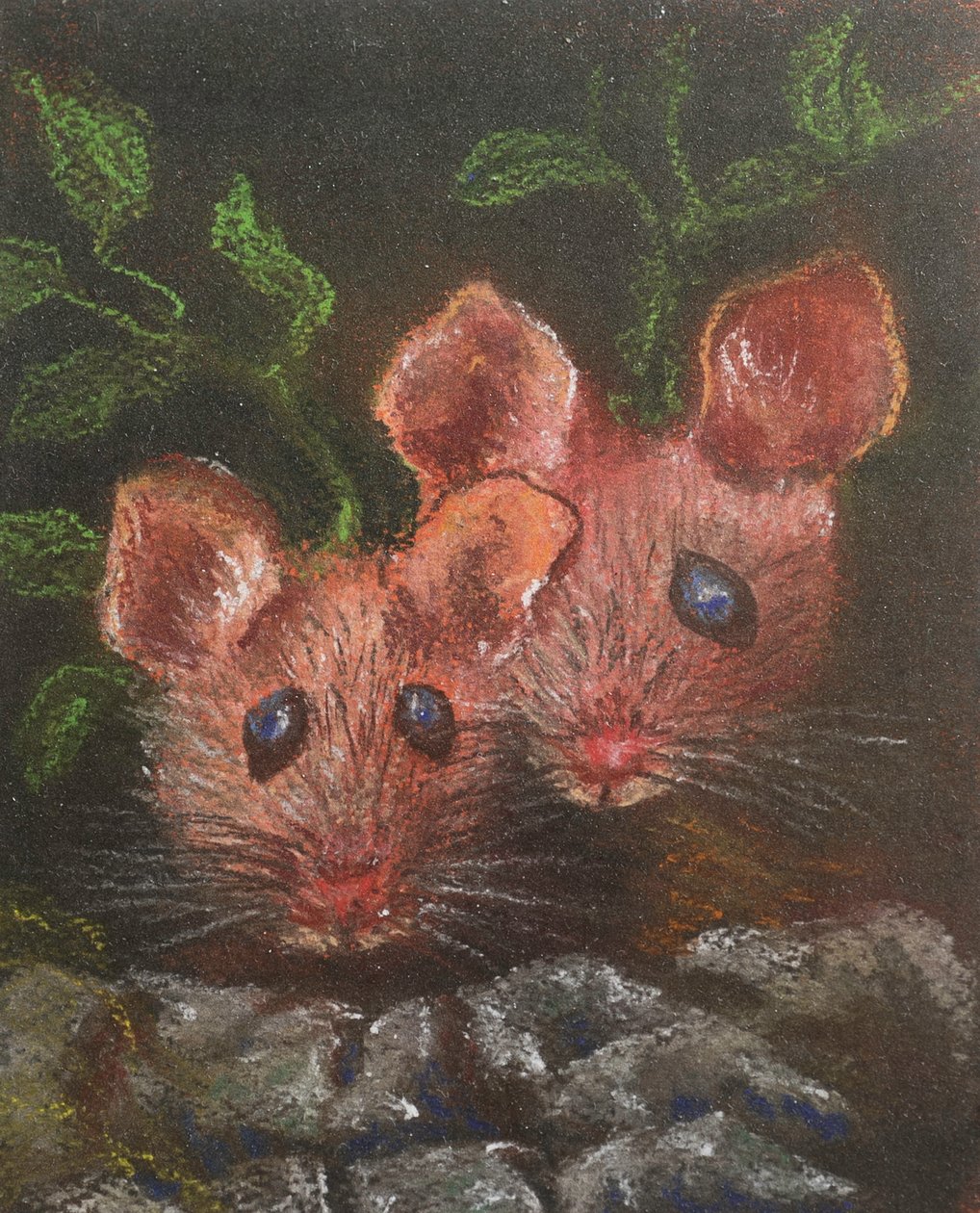 Dois ratinhos, 2020 (pastel) de Margo Starkey