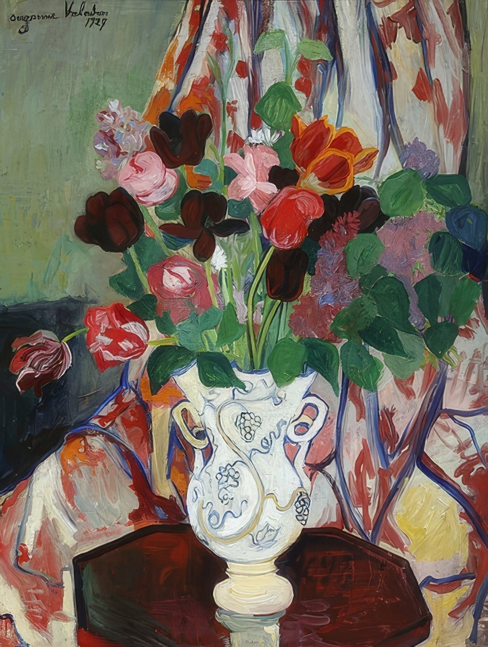 Vaso com tulipas. 1927 de Marie Clementine (Suzanne) Valadon