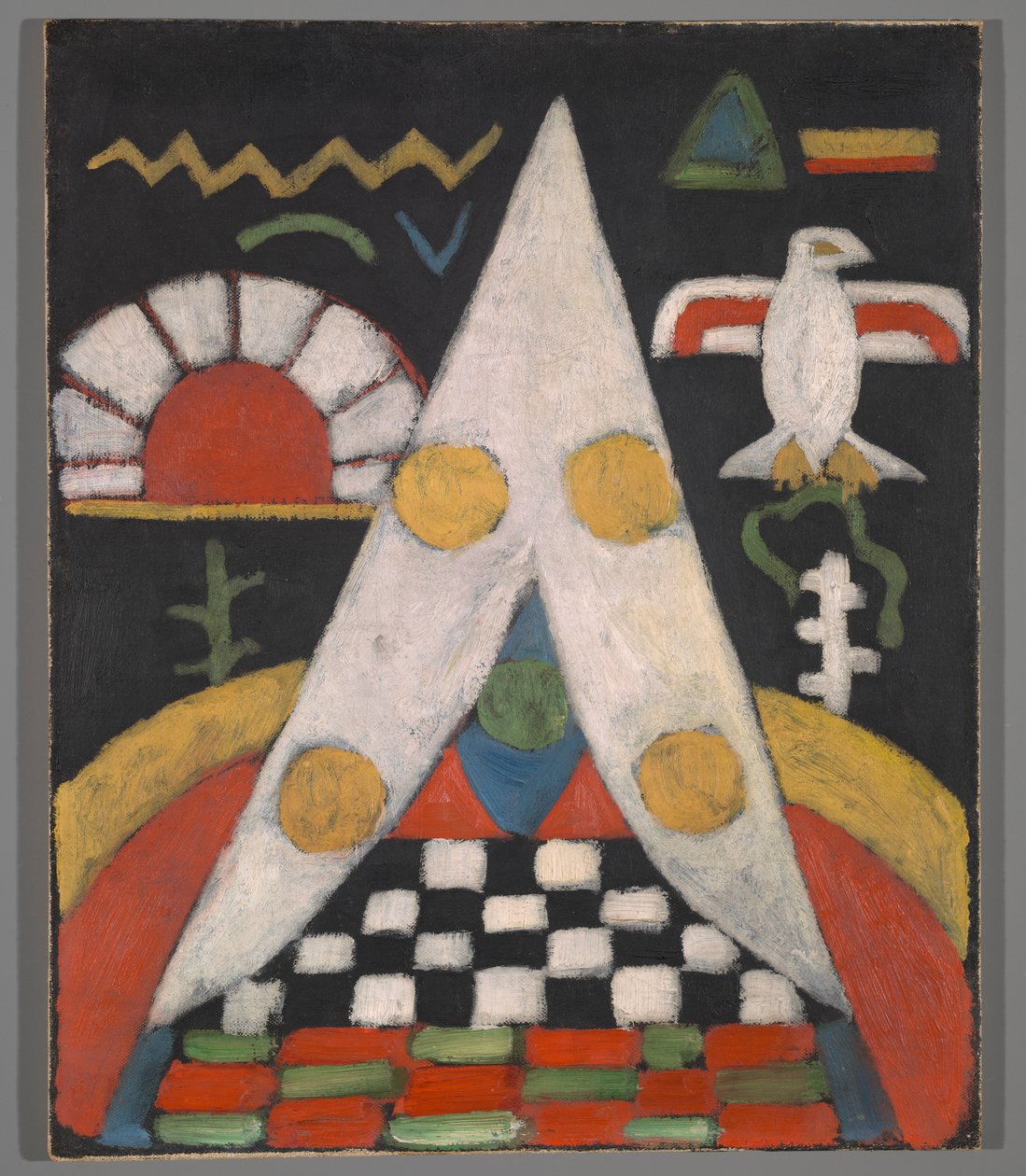 Um arranjo abstrato de símbolos indígenas americanos de Marsden Hartley