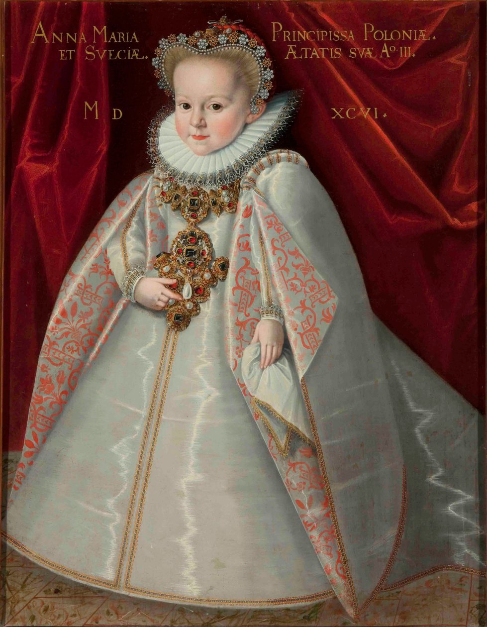 Retrato de Anna Maria Vasa (1593-1600), filha do rei Sigismundo III da Polônia. de Martin Kober