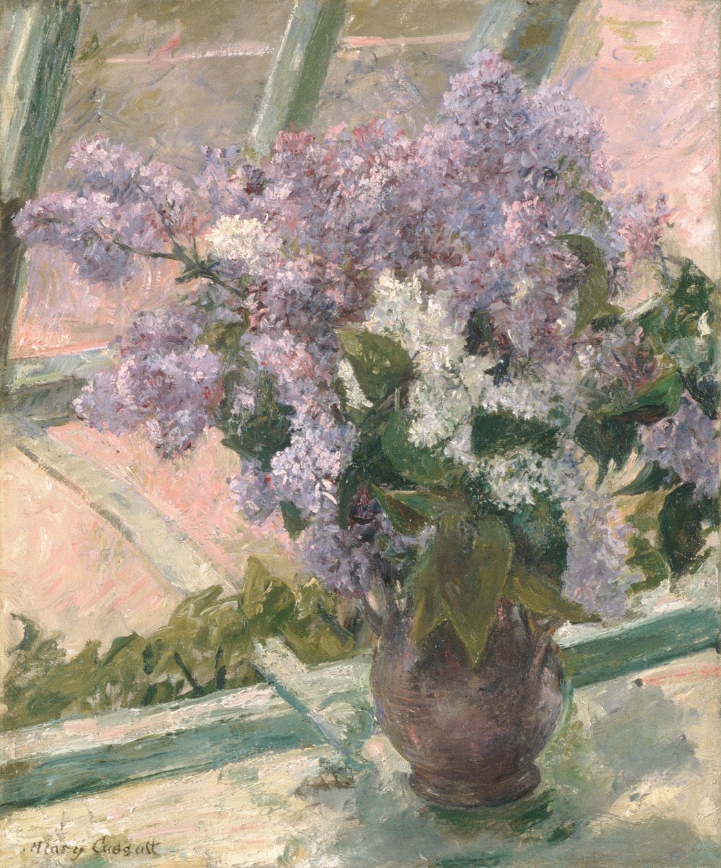 Lilacs em uma janela de Mary Cassatt