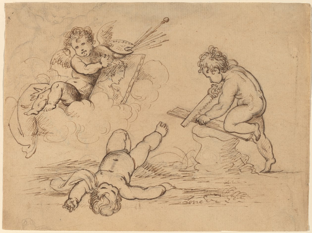 Alegoria: Quatro Putti de Mather Brown
