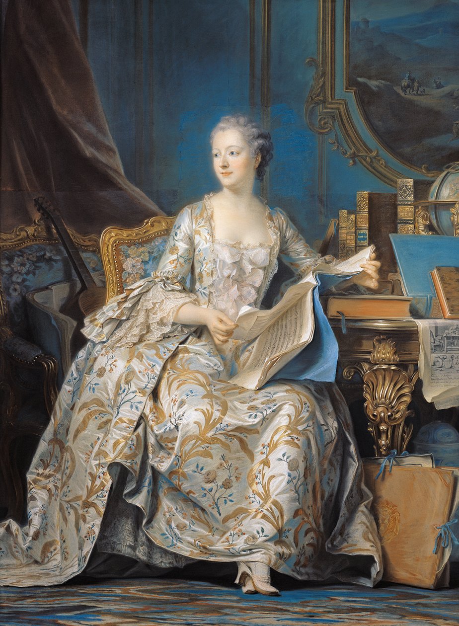 Jeanne Poisson (1721-64) A Marquesa de Pompadour, 1755 (pastel sobre papel sobre tela) de Maurice Quentin de La Tour