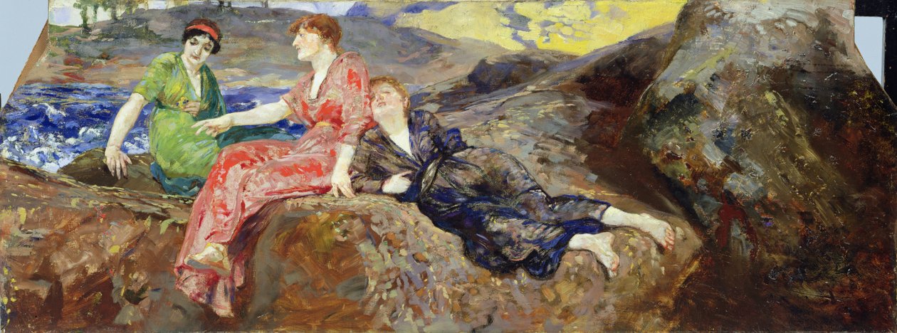 Meninas na costa, c.1884-85 de Max Klinger