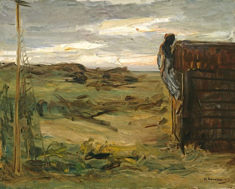 Praia com galpão de Max Liebermann