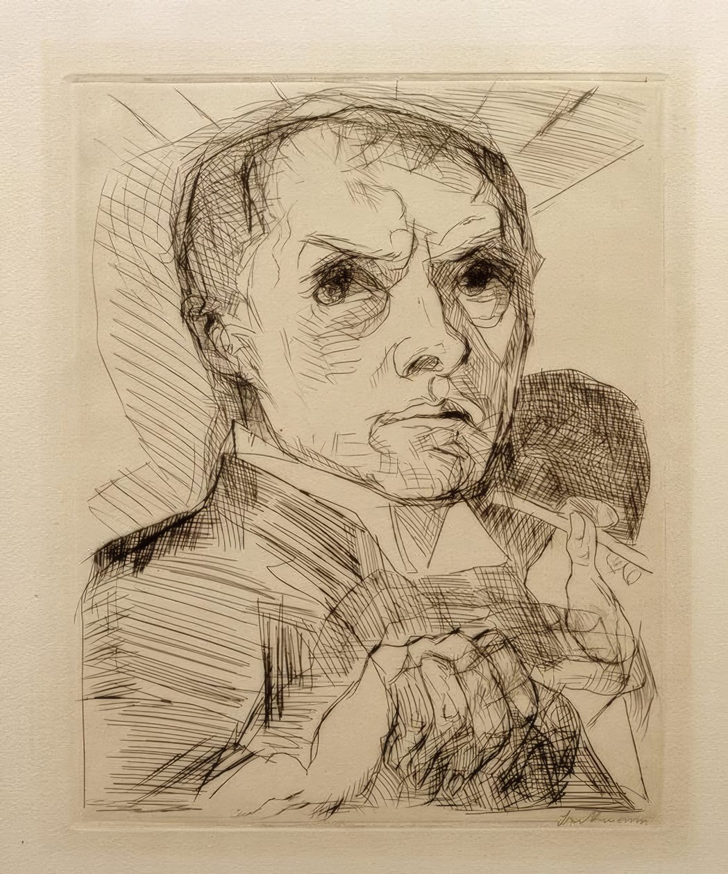 Auto-retrato com estilete de Max Beckmann