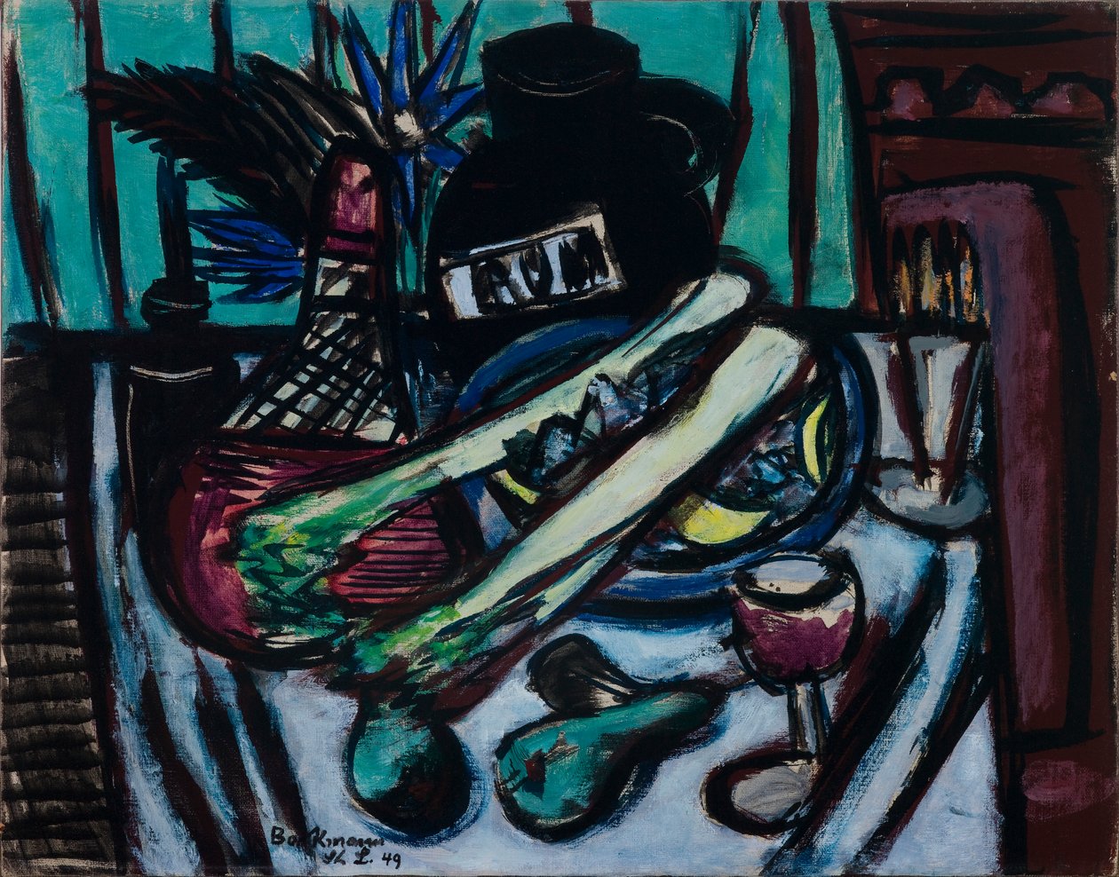 Natureza Morta com Garrafa de Chianti e Aipo de Max Beckmann