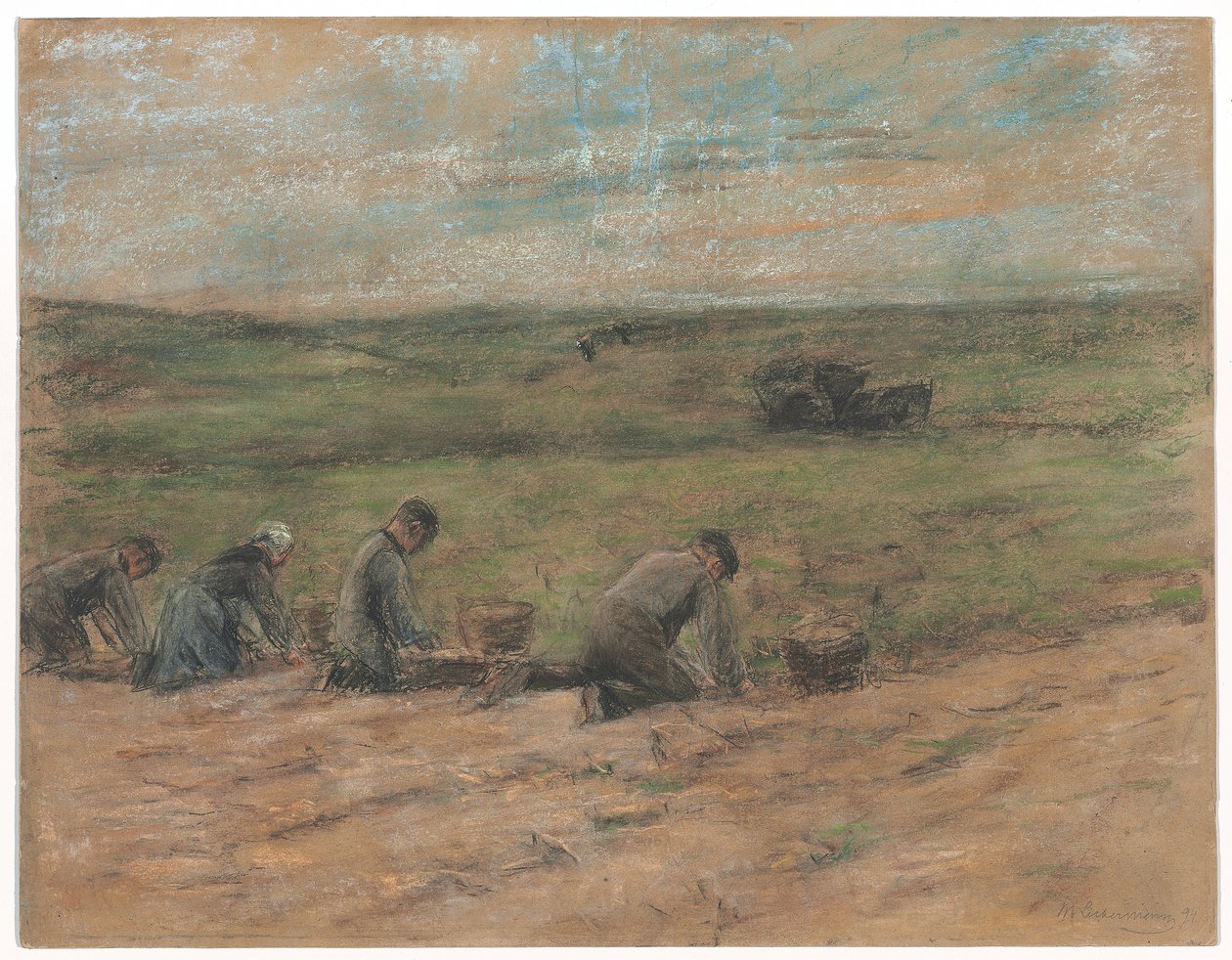 Escavadora de batatas em Zandvoort, 1894 de Max Liebermann